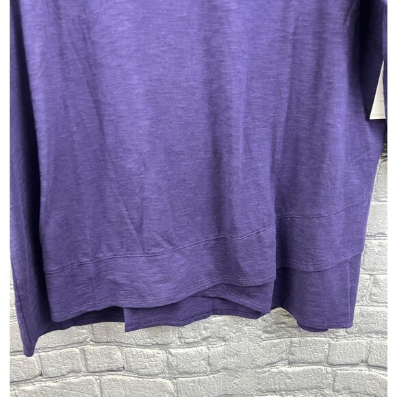 Chico's Cotton Slub Crossover 3/3 Sleeve Tee Top Violet Purple Size 4 XXL - Picture 3 of 6